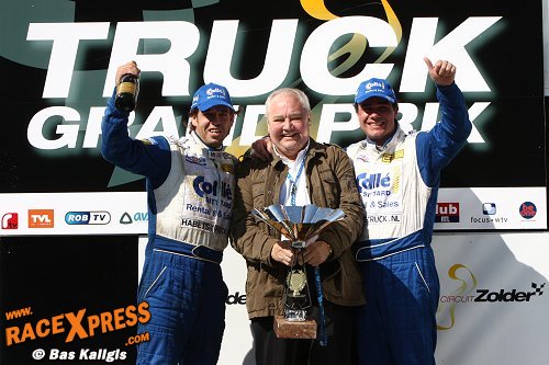 Frans Collé op podium met Donald en Sandor